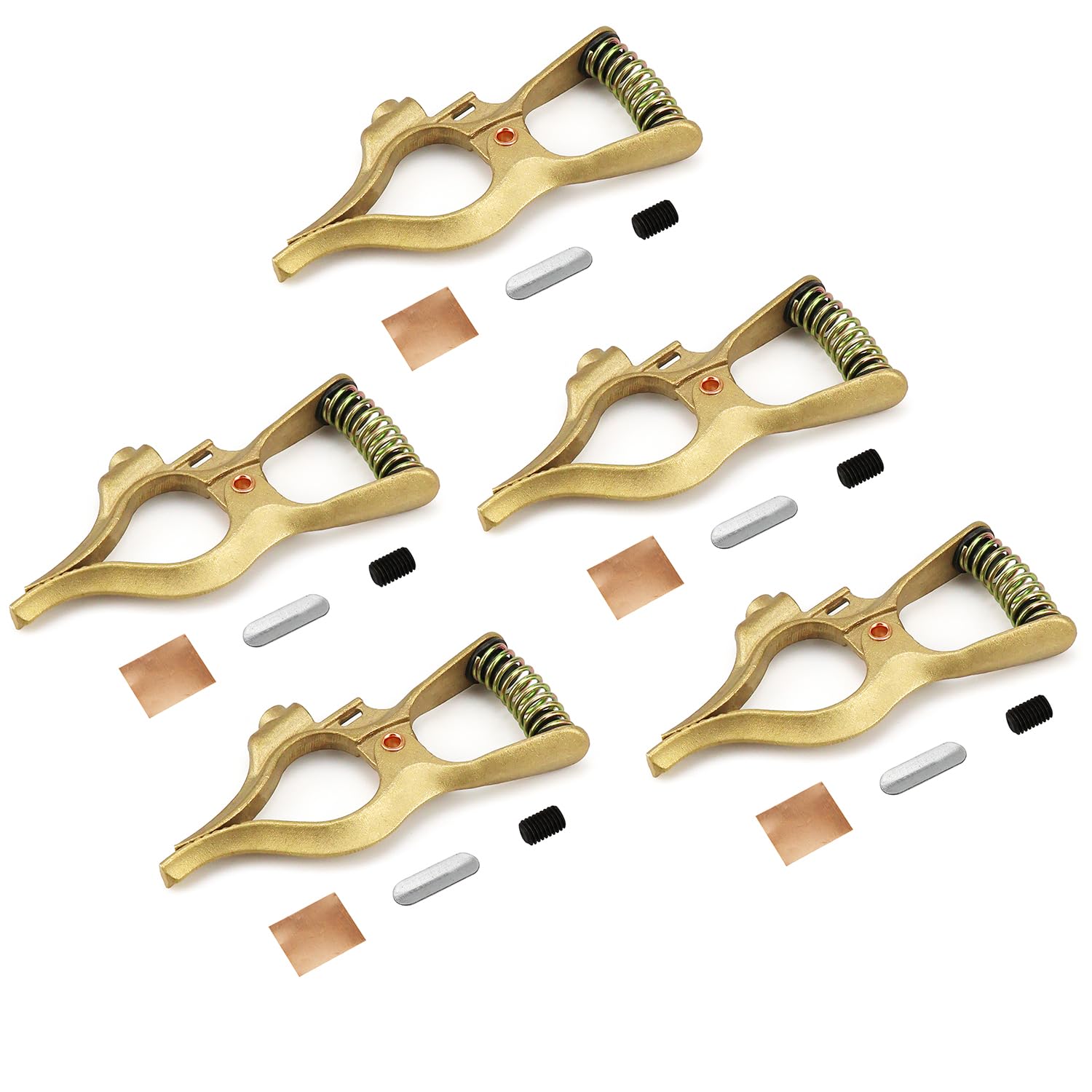 Vaphy 5pcs 300-Amp T-Style Welding Ground Clamp Brass