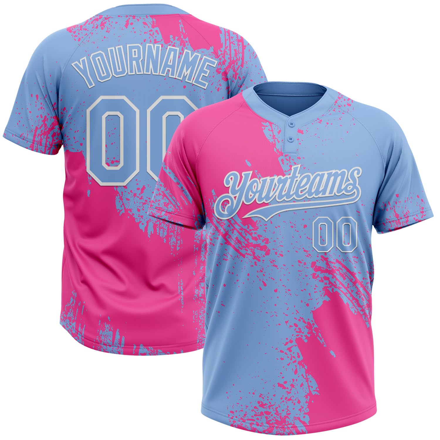 Custom Softball Jersey Brush Pattern Two Button Personalized Baseball Jersey Shirt Stitched Name Number for Men Women