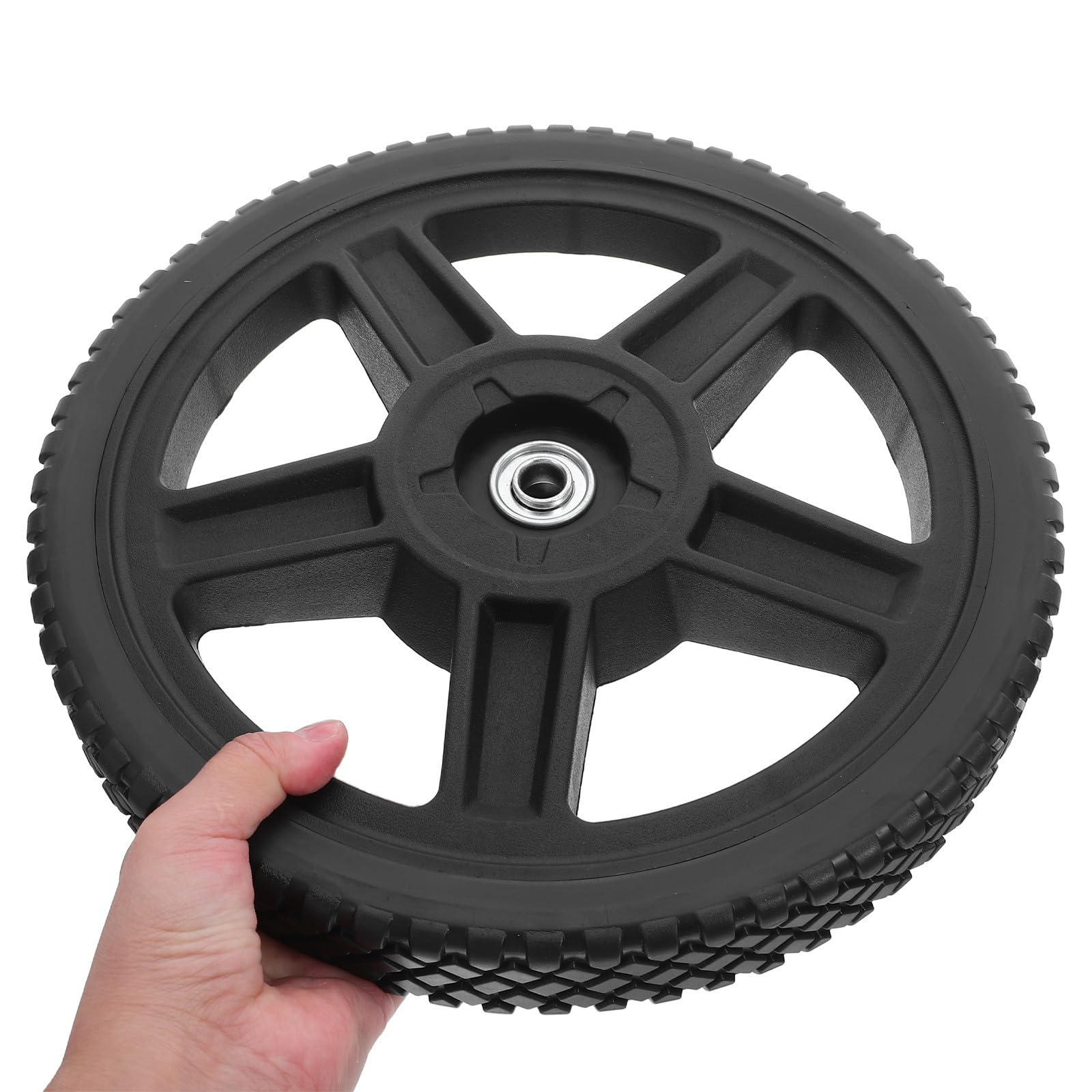 NUOBESTY 2 Piezas Ruedas para Cortacésped, Ruedas de Apoyo para Recortadora, Negro, Pvc y Pp, Orificio de Rodamiento 12,7mm, para Cortacéspedes Manuales y Cortacéspedes de Empuje,