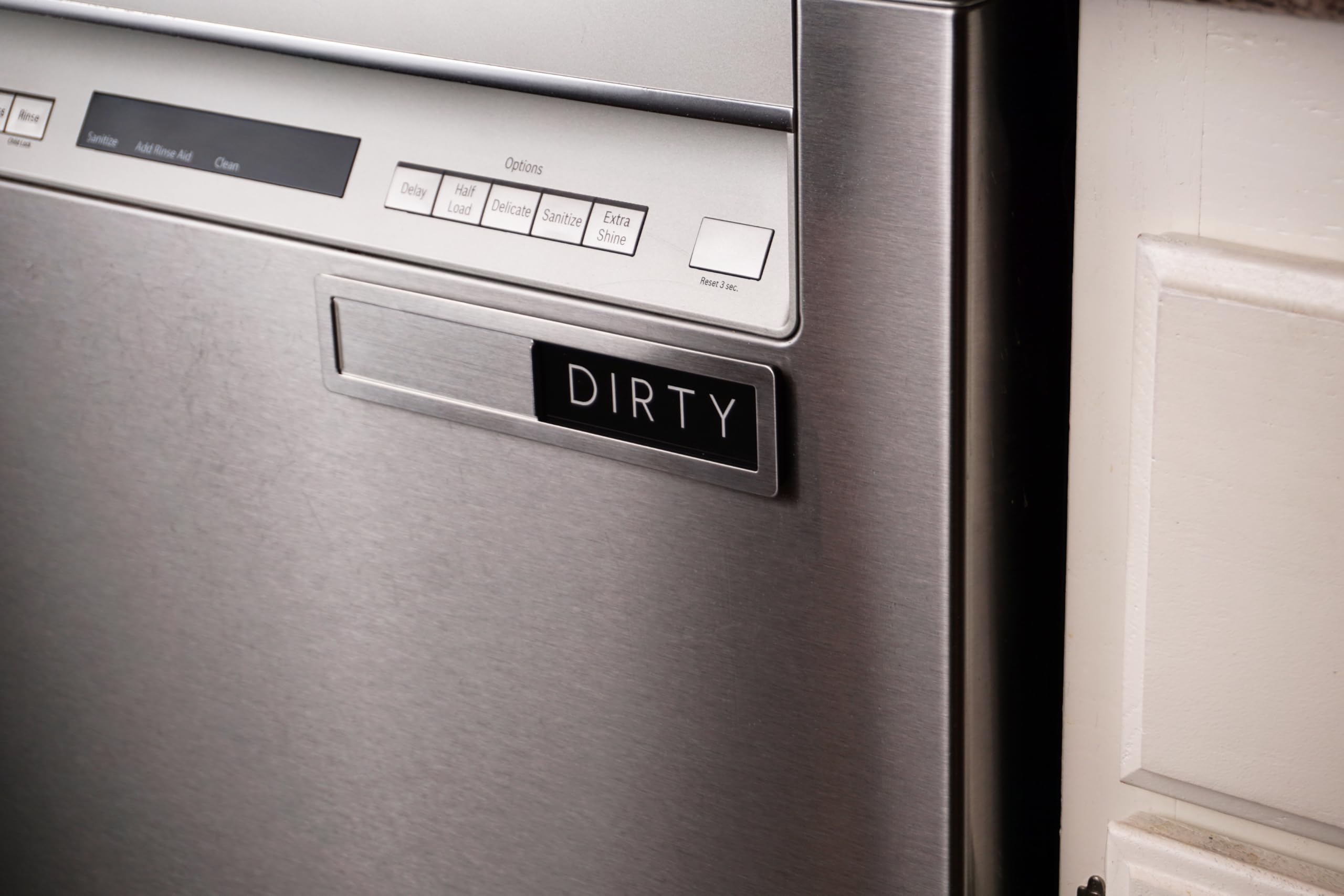 Imán de acero inoxidable para lavavajillas Clean Dirty Sign – Letreros magnéticos de primera calidad que dicen limpio/sucio – Adhesivo adhesivo opcional para lavaplatos de superficie no metálica 4