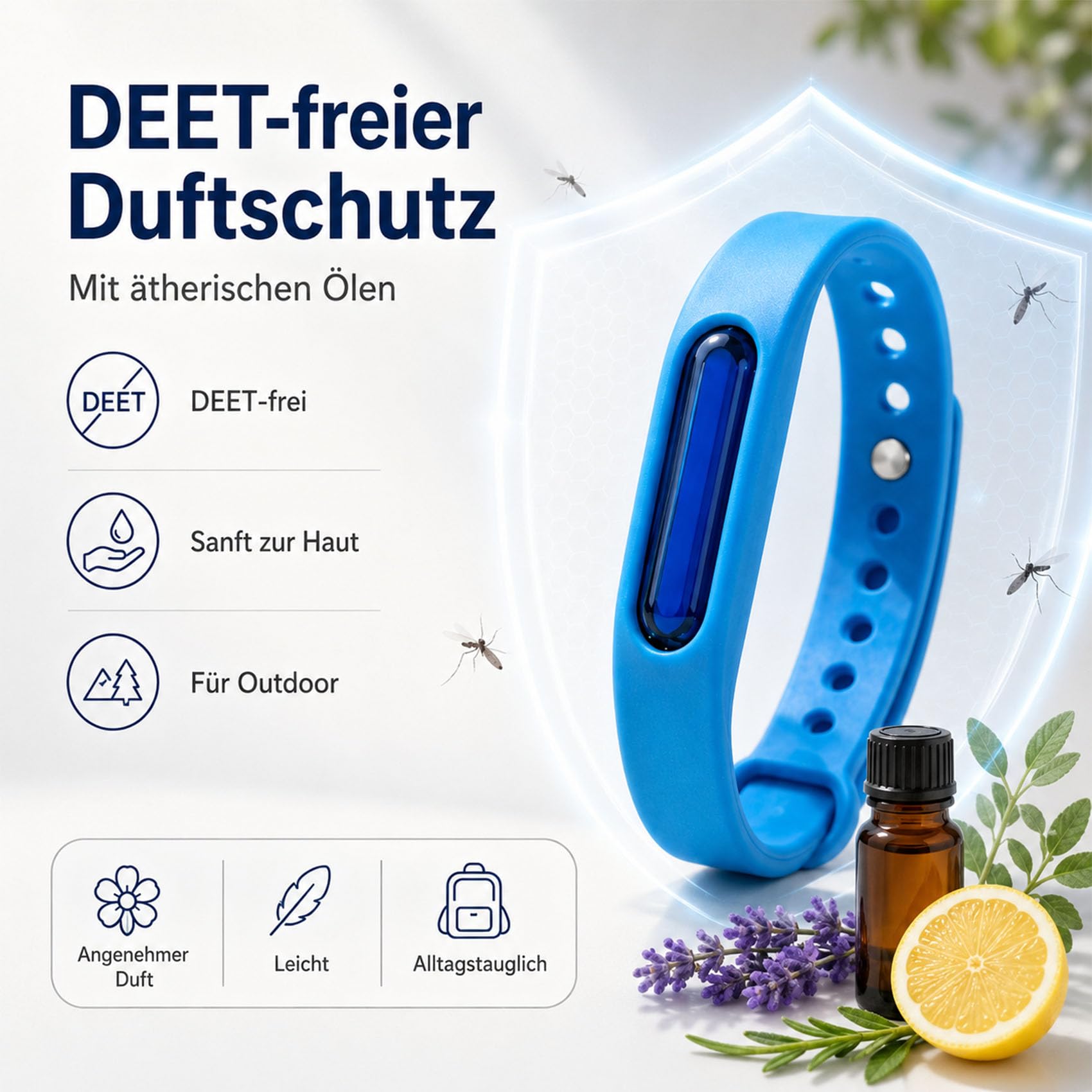 Bronoir Kinder & Erwachsene Verstellbares Silikon Abwehrband Wasserdicht, für Camping Outdoor (5 Stück)