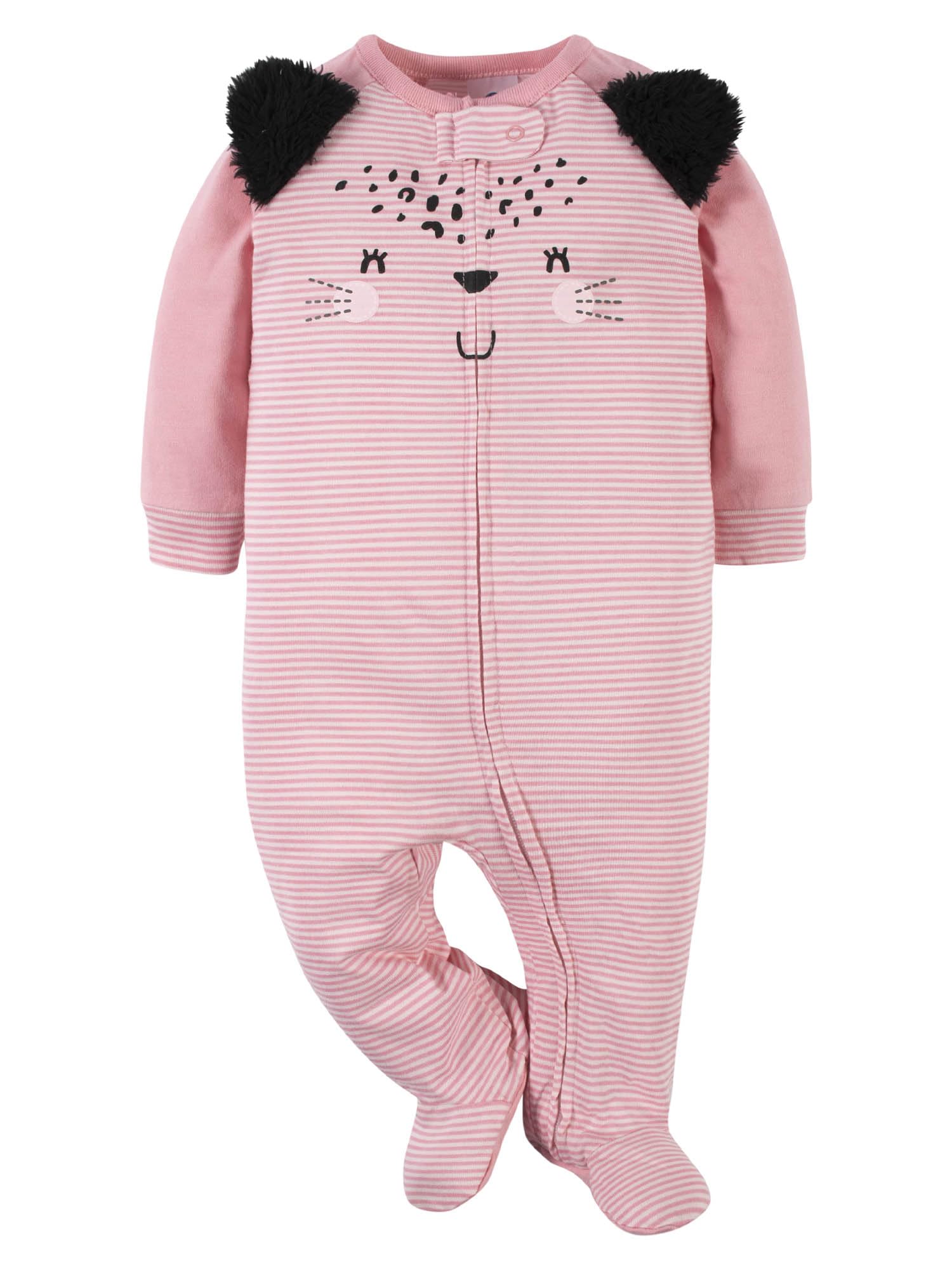 Gerber Sleep 'N Play Śpioszki dziecięce dla dziewczynek ze stópkami, 4-pak