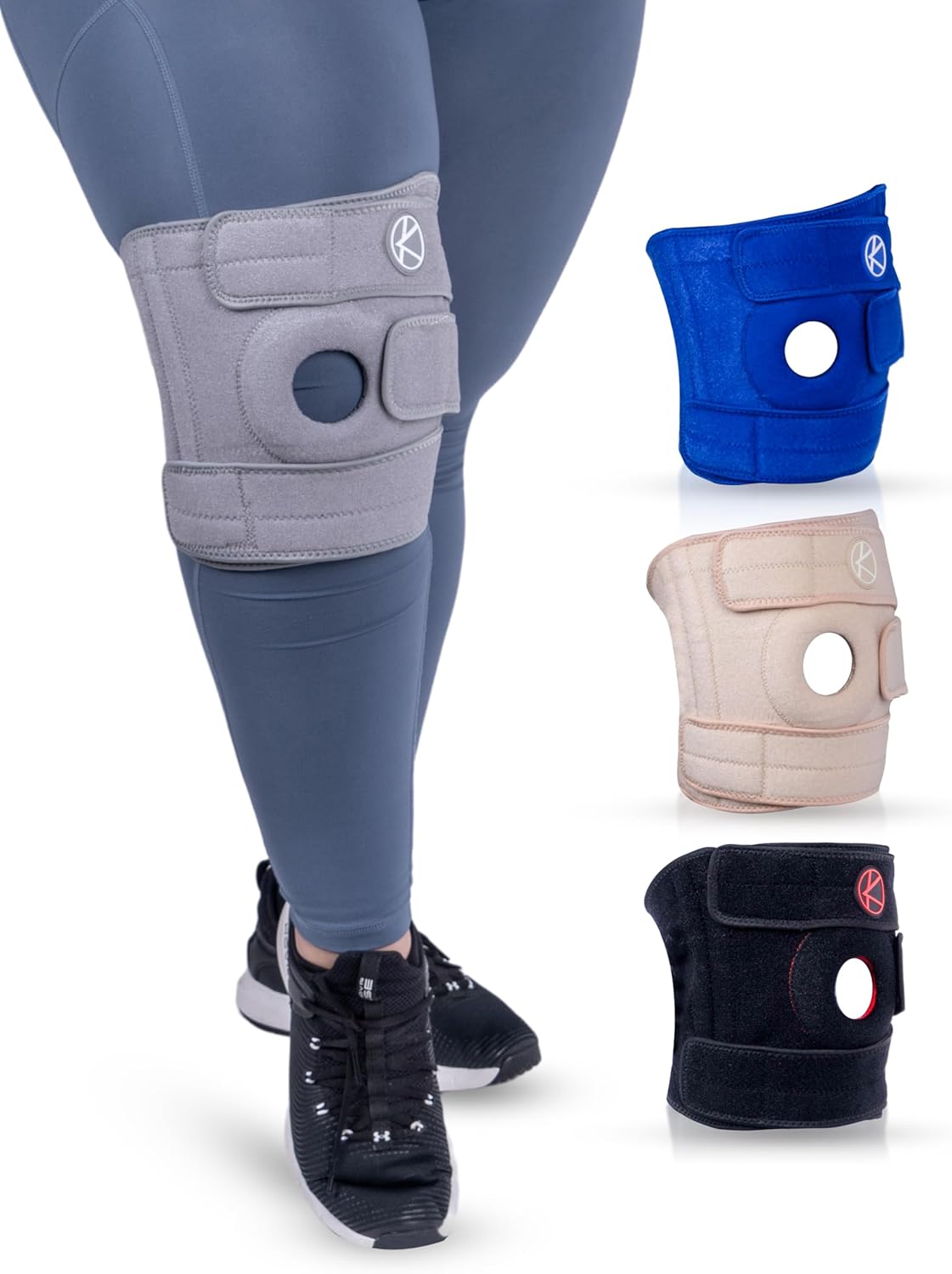 KARM Plus Size Knee Brace for Women & Men Plus Size - Adjustable Knee Support Brace for Meniscus Tear, Arthritis Pain, Compression with Side Stabilizers - Obese People (XL/XXL/3XL Black)