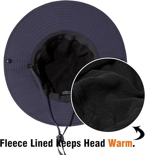 Miniatura 8 de TOP-EX Sombrero de lluvia de gran tamaño XL XXL impermeable con forro polar para hombre, clima frío, senderismo, pesca al aire libre, 22.4-25.6 in