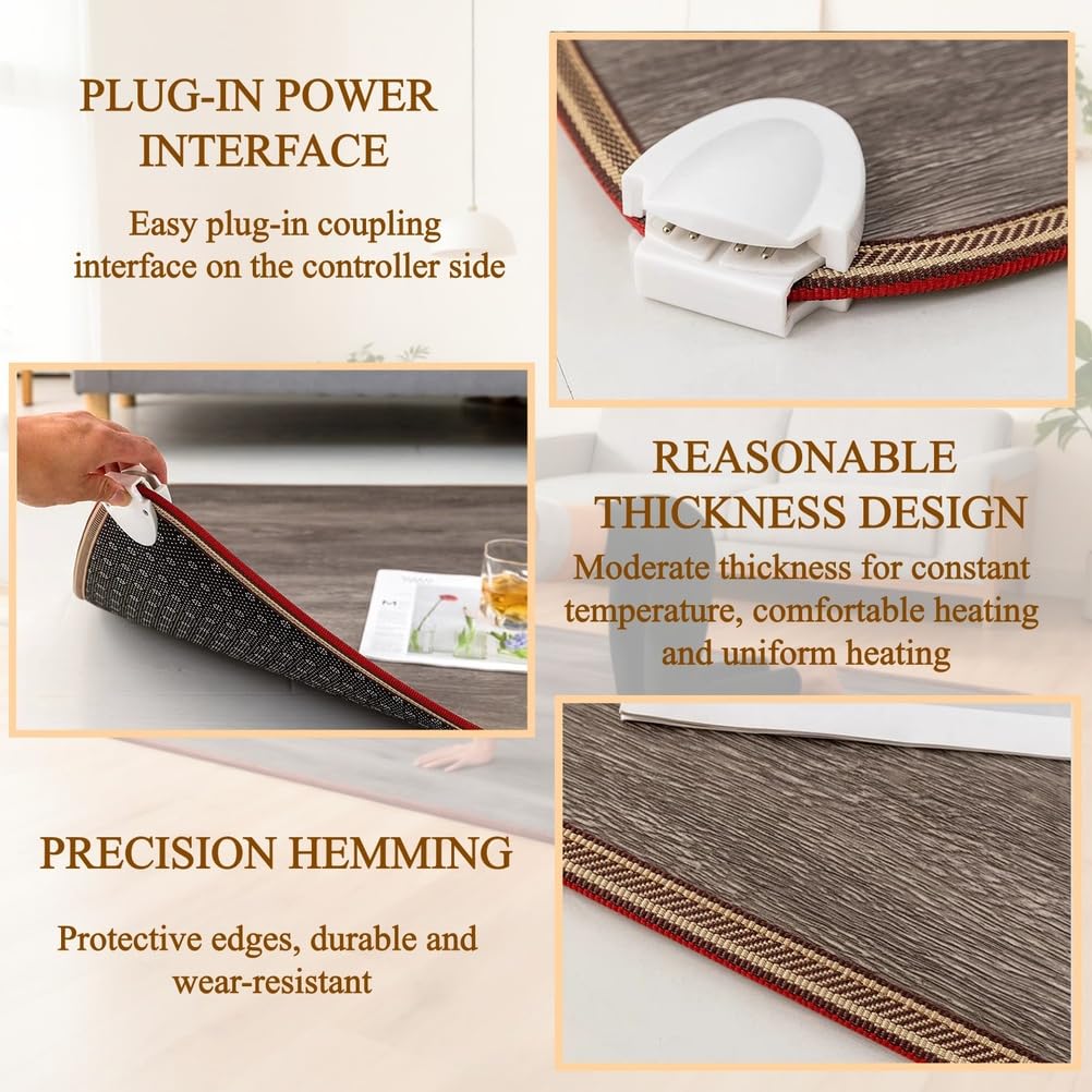 Tappetino riscaldante Portatile, riscaldatore Elettrico per Pavimenti radianti con Timer di Riscaldamento rapido, per casa, Soggiorno, Ufficio, Yoga,50 * 100cm