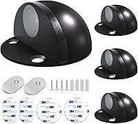 Vista 31 de Paquete de 10 topes de puerta autoadhesivos para piso, color blanco, sin taladro, con parachoques de puerta de goma, tope de puerta montado