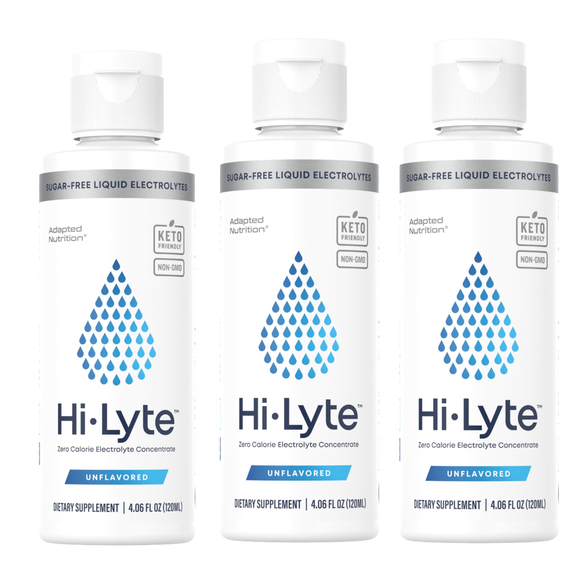 Hi-Lyte Concentrate Electrolyte Supplement for Immune Support and Rapid Hydration (3 Bottles) | NO Calories NO Sugar | 20%+ More Potassium, Magnesium & Zinc | 144 Servings