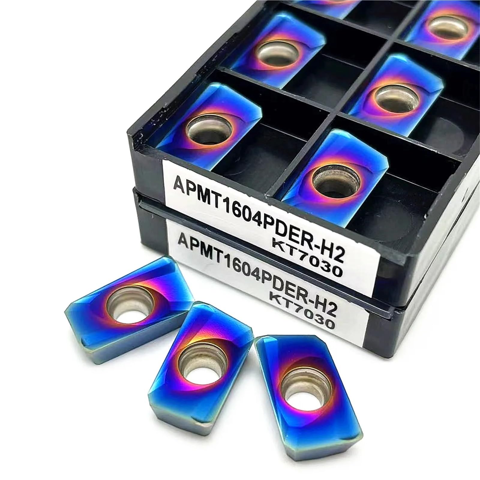 10 Uds. Inserto De Carburo Herramienta Corte Fresado Torno Azul Hoja CNC(APMT1604 H2 KT7030)