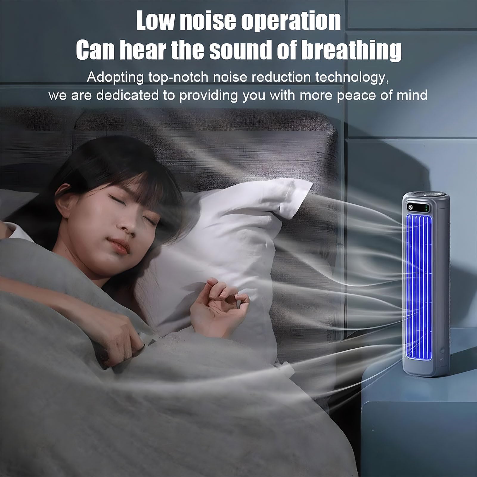 Ventilatore per condizionatore d'aria da parete, ricaricabile, con 3 velocità regolabili, mini ventola di raffreddamento a basso rumore per camera da letto, ufficio, camper, campeggio