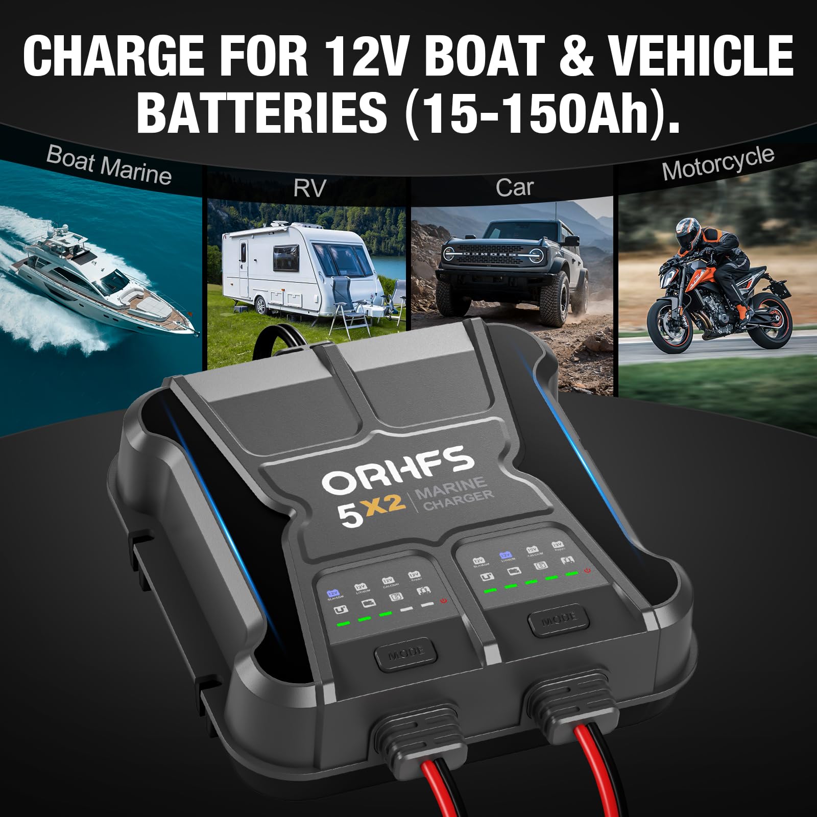 Caricabatterie Marino 12V 10A IP68 – 3 Banche (5A/banca) Per Batterie SLA/AGM/Litio/LiFePO4