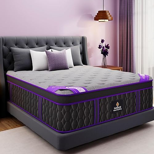 Colchón tamaño King, colchón híbrido King de lujo de 12 pulgadas en una caja, espuma viscoelástica de gel refrescante y resortes embolsados, firmeza