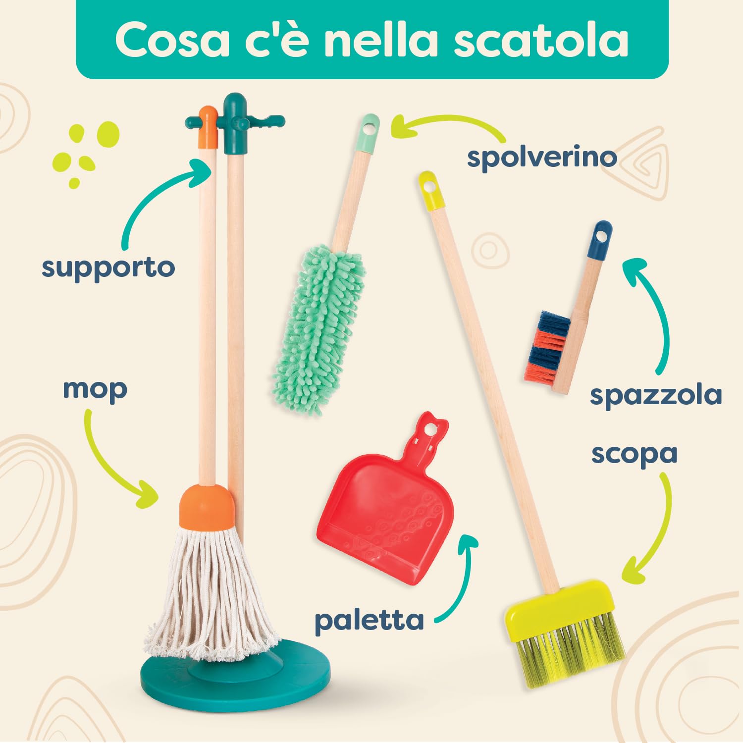 Paletta e spazzola di colore Giallo RS PRO, con setole in Plastica, per Pulizia | RS
