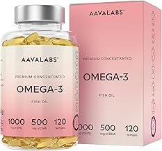AAVALABS Omega 3 2000mg Per Daily Dose (2 Capsules) - 1000mg EPA + 500mg DHA - High Potency Fatty Acids - Molecularly Distilled - 120 Capsules - 60 Day Supply
