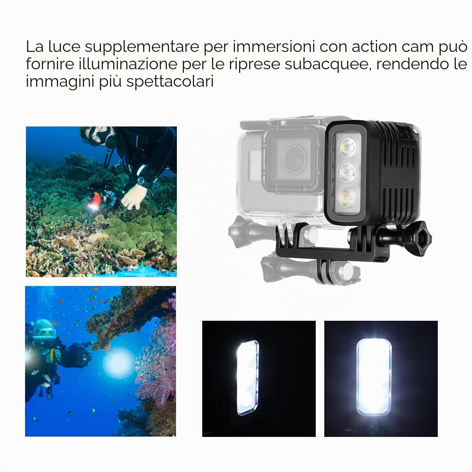 45M Ad Alta Potenza, Luce di Riempimento per Immersione Video a LED Impermeabile Lampe Subacqueo Illuminazione di Uscita Continua Dimmerabile per Camera