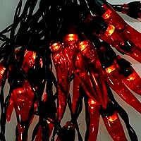 Vista 6 de Uonlytech 1 juego de luces de cadena de chile rojo decoración de pesebre para exterior Jalepeño pimienta chile hada luz de cocina luces decorativas