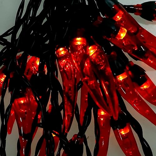 Miniatura 6 de Uonlytech 1 juego de luces de cadena de chile rojo decoración de pesebre para exterior Jalepeño pimienta chile hada luz de cocina luces decorativas