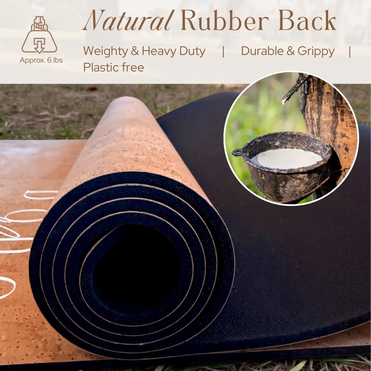 Deluxe Cork Yoga Mat – Gold, Coffee or Vegan Leather Cork Surface & Natural Rubber Base – Premium Natural & Eco Friendly Materials – Includes Signature Handmade Boho Bag
