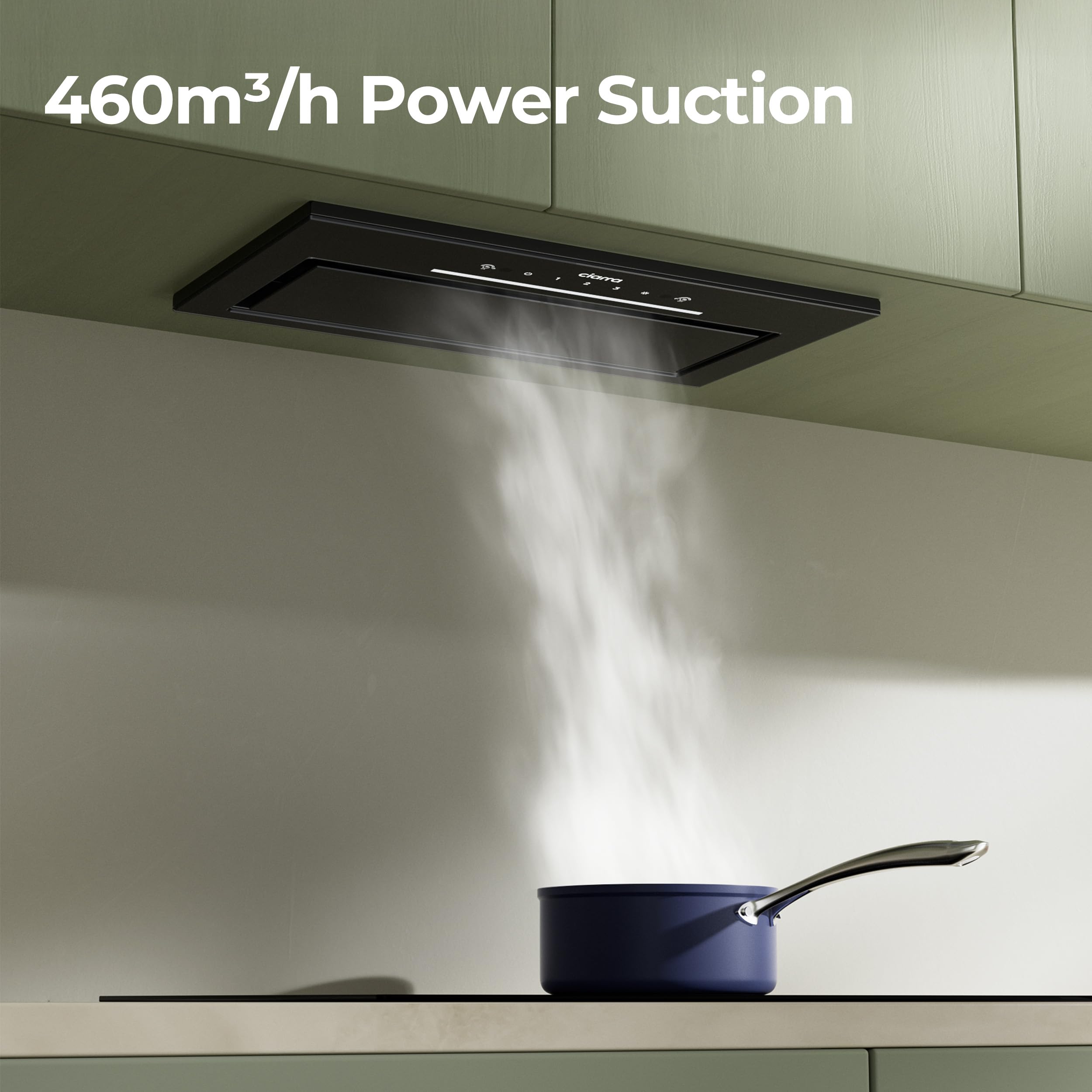 CIARRA 52cm Integrated Cooker Hood, Built-in Kitchen Extractor Fan with Wave Control, LED Light, Carbon Filter, Recirculation & Ducting Options, Slim Undercabinet Kitchen Hood - CBCB5931A — view 7