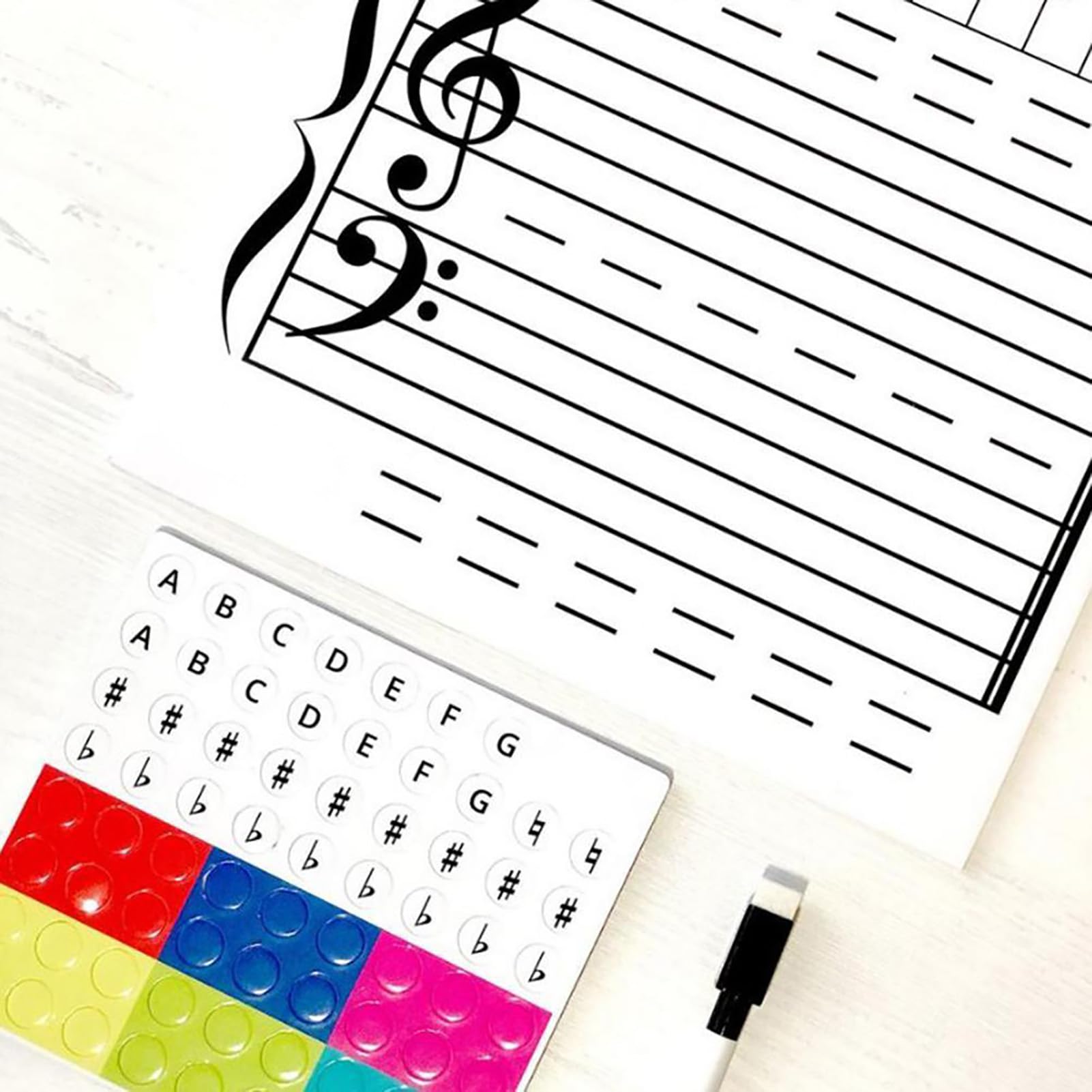 Trocken Abwischbare Musiktafel, Magnetische Notiztafel, für Klavierlehrer, 4 Mm Dick, Doppelseitig, mit 70 Magneten und Trocken Abwischbarem Marker