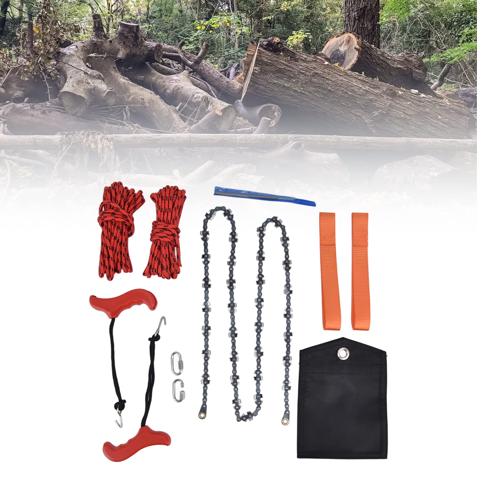 Topyond Tronçonneuse De Poche Pliable Portable – Scie à Chaîne à Corde Manuelle De 133 Cm – Outil De Coupe des Branches D'arbre – Lames De Dents des Deux Côtés, Scie à Arbre à Membres Hauts Pour les A