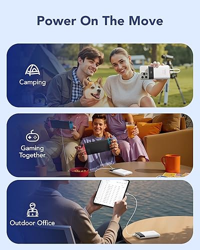 Miniatura 8 de VEGER Cargador portátil de 10000 mAh con 2 cables integrados, PD 22.5 W de carga rápida USB C, 4 salidas 3 entradas paquete de batería delgada