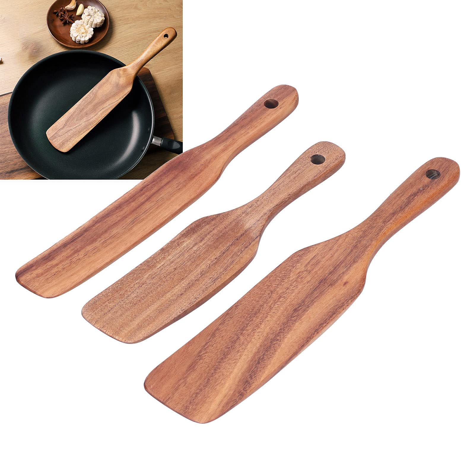 Amazon | Spurtle、木製スパートルセット、3個の木製スパチュラセット 