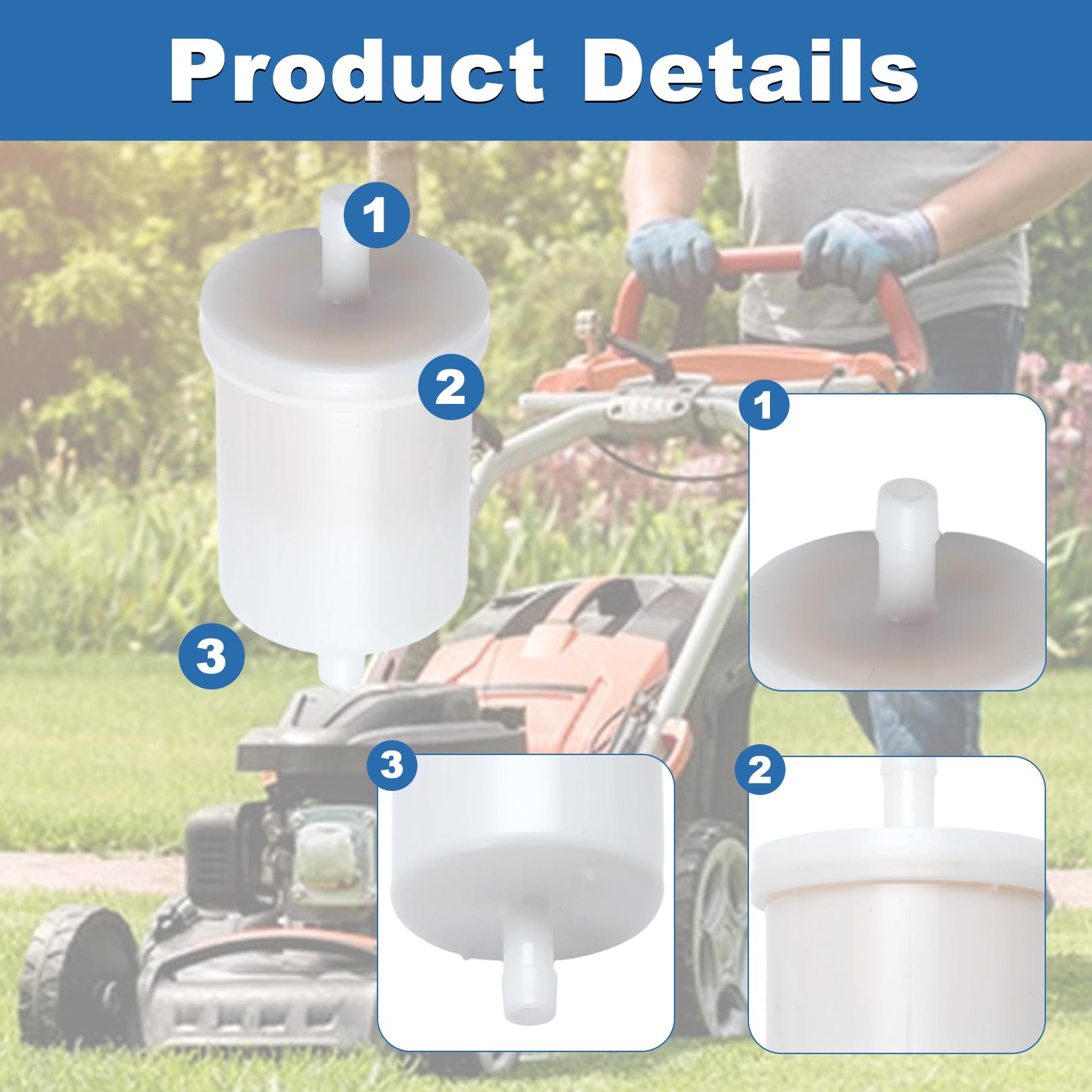 4PCS Filtre à Carburant pour Kubota V2203, V2403, BX22, BX23, BX25, BX1500, BX1800, BX1830, BX2200, BX2230, BX2360 Filtre à Essence Pieces Detachees 12581-43010 13351-43010