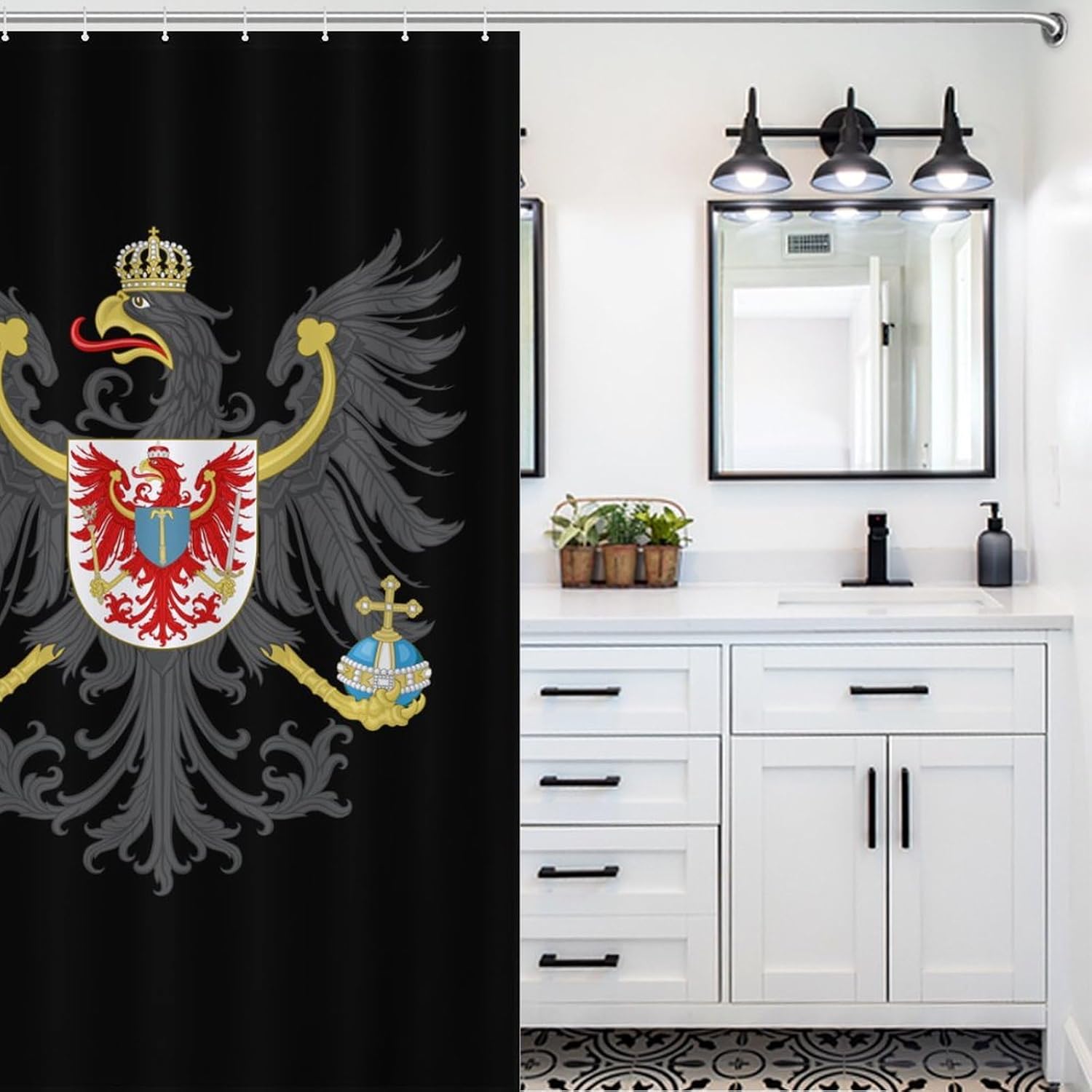 Coat of Arms of Brandenburg Funny Shower Curtains Washable Bath Curtain Liner with Hooks for Bathroom Bath Tubs 48x72Inch（122x183cm）