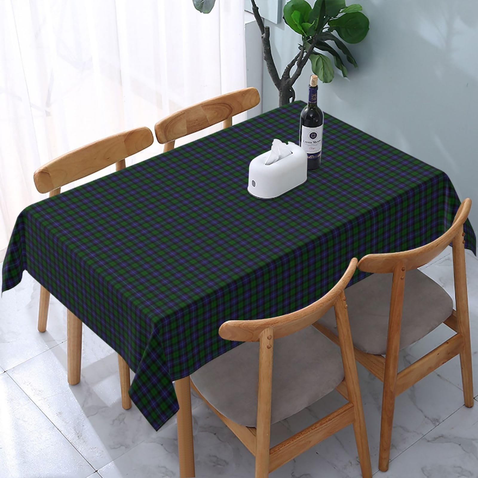 FWJZDSP Tablecloth Rectangle Clan Galbraith Scottish Tartan Plaid Polyester Fabric Table Cloth, Water Resistant & Wrinkle Free Table Cover for Kitchen and Dining Room Tabletop 54"x72" (4-6 Seats)