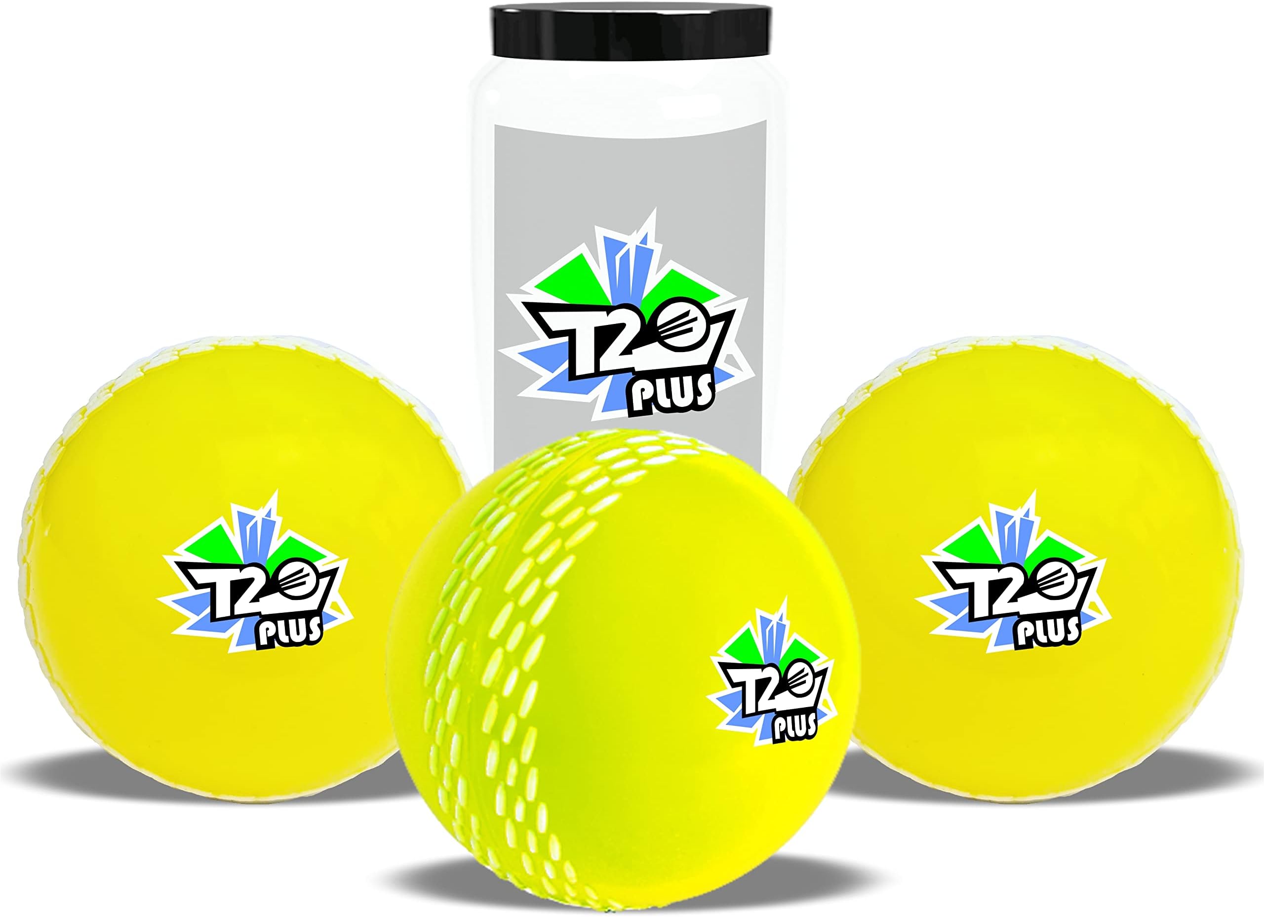 jaspo T20 Plus Practice Cricket Balls Pack of 3 for Indoor Outdoor Play,Weight 125-1 30 GMS, Colour Yellow, Synthetic Rubber Material