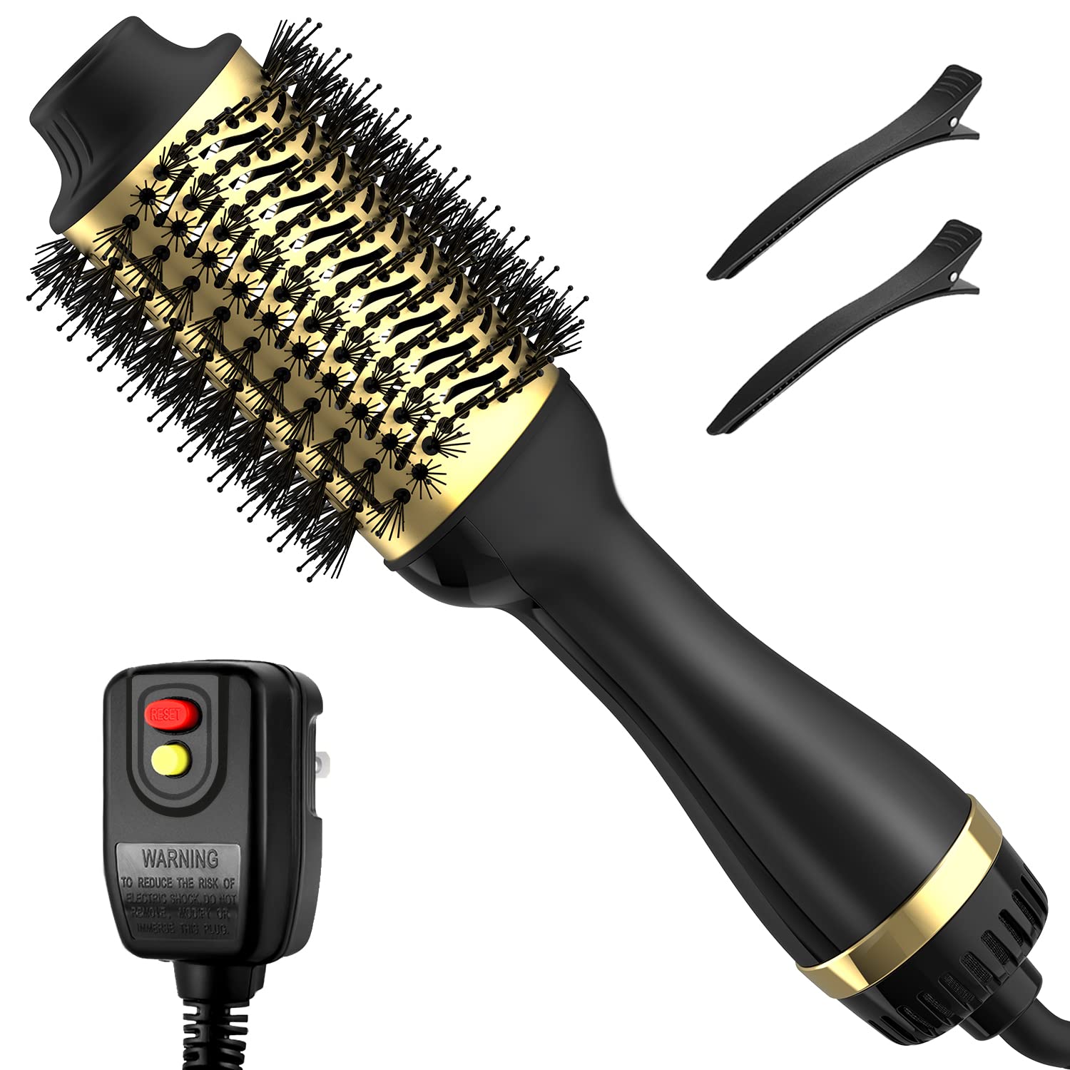 Hair Dryer Brush Blow Dryer Brush in One, One-Step Hair Dryer and Volumizer, Negative Ion Ceramic Brush Blow Dryer Styler, Hair Brush Dryer for 120 Volt USA outlets only (Gold)