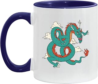 Chinese Dragon Gift for Kids An Illustration of a Green Dragon 11oz 15oz Inner Color Accent Mug