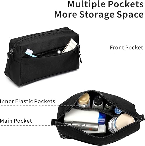 Miniatura 5 de BuyAgain Neceser de aseo personal, neceser de viaje, bolsa de baño, impermeable, kit de maquillaje cosmético para hombres o mujeres, Negro -, Bolsa