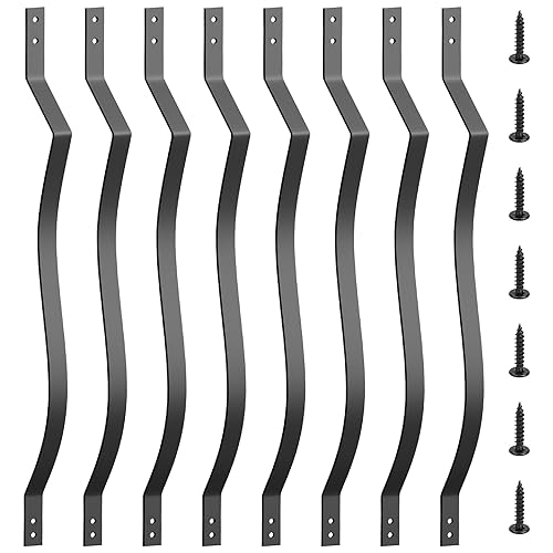 Akenow Paquete de 51 balaustres curvos, balaustres de cubierta de hierro resistente de 29.5 pulgadas con tornillos, balaustres de arco ondulado