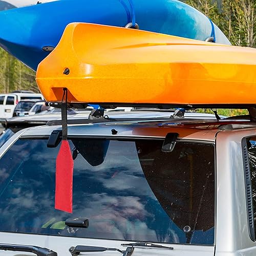 Miniatura 6 de Frienda Bandera de viaje de seguridad de 2 piezas para kayak, canoa, bandera de advertencia roja con cincha para kayak, SUP, remolque, canoas
