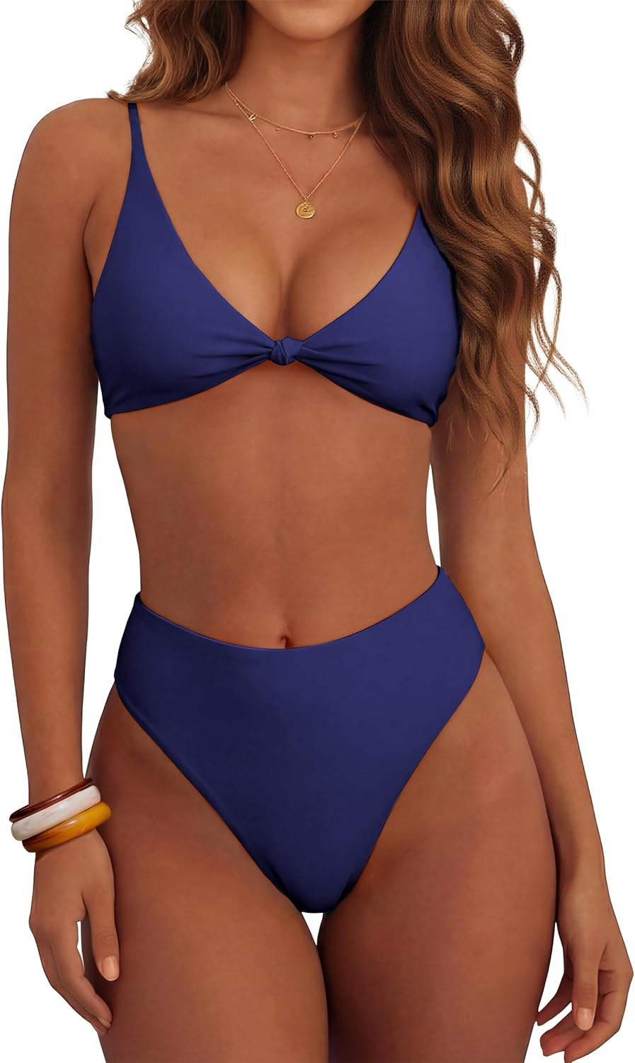 ANRABESS Bikini Sets for Women V Neck Knot Front Two Piece Swimsuits Bathing Suit 2026 Summer Beach Sexy Swimwear