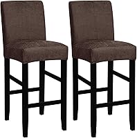 Vista 14 de FORCHEER - Juego de 2 fundas para taburete de bar con respaldos, aspecto de cuero, para taburetes de bar de respaldo corto, extraíbles y lavables