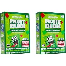 Fruit Blox Sours Fruit Snacks, 2 Boxes of 22 Pouches, Non-GMO, Made with Real Fruit Juice Apple-Strawberry