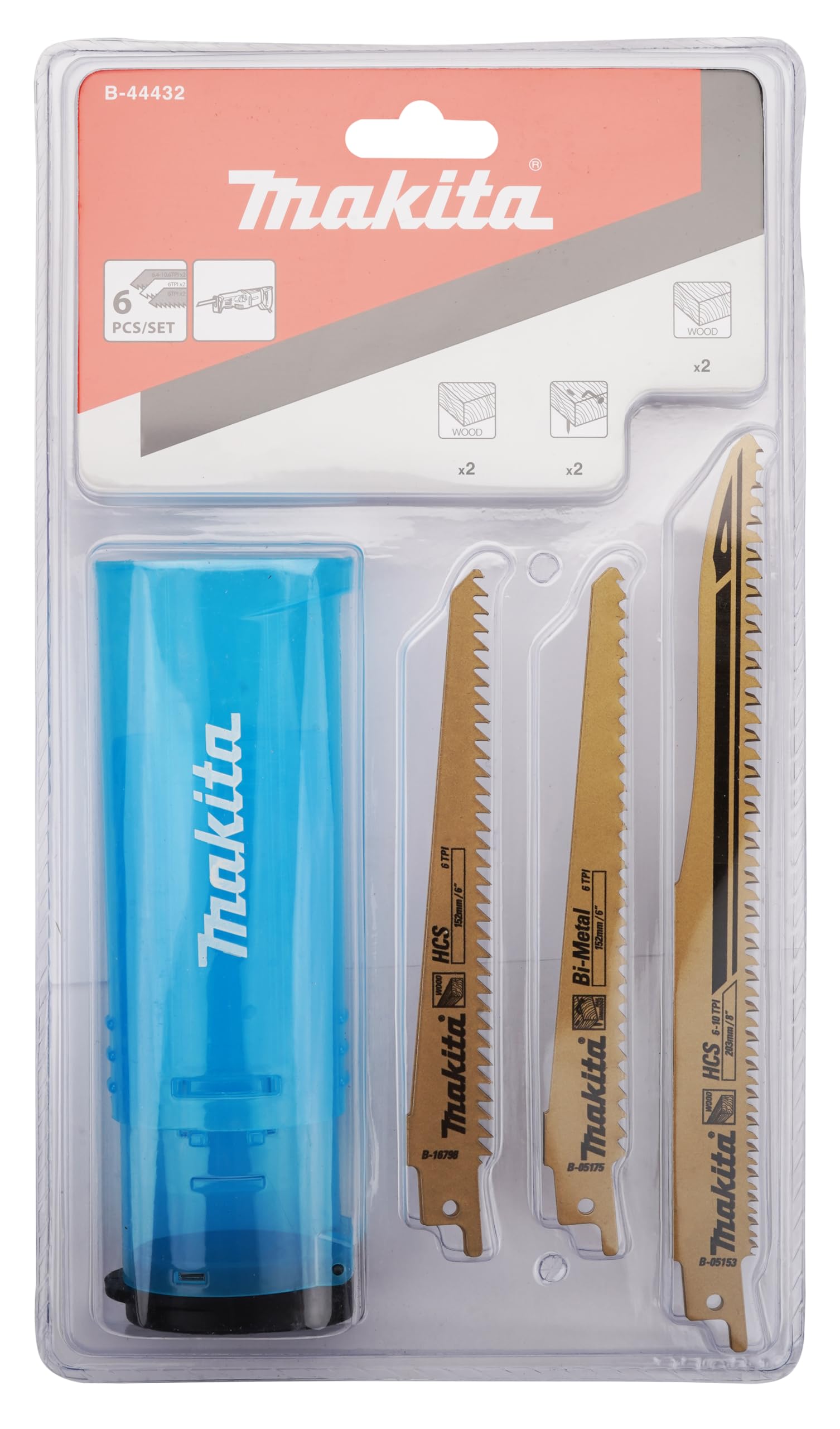 Pack de lames de scie sabre 203 mm pour bois (6 pcs) - MAKITA B-44432