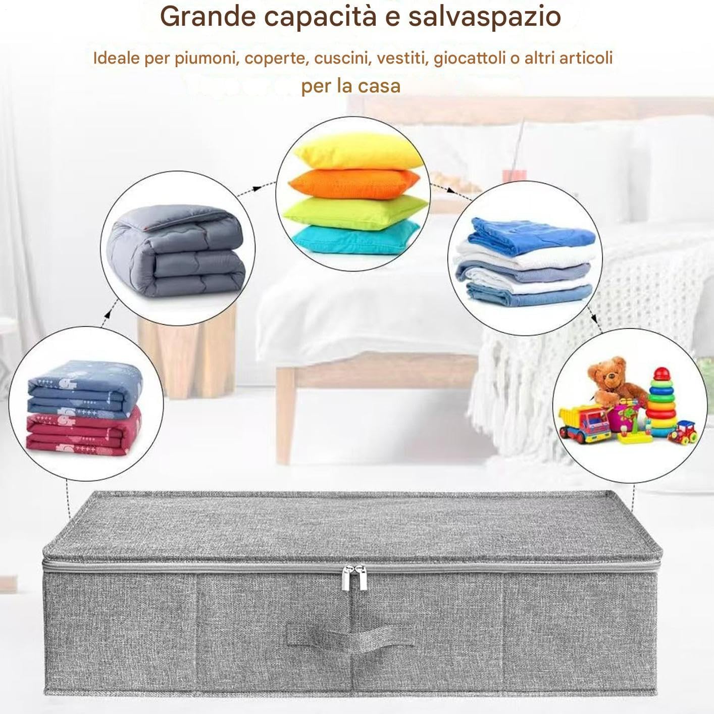 Almacenamiento Bajo La Cama 2 Piezas Organizador de Dormitorio Plegable | Almacenamiento Para Debajo De La Cama Con Tapa Para Papel de Regalo Mantas Edredones Suéteres Almohadas