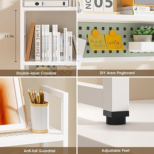 Miniatura 3 de Estante de escritorio, estantería de escritorio de 35.43 pulgadas, estante de escritorio con tablero de clavijas para monitor de computadora,