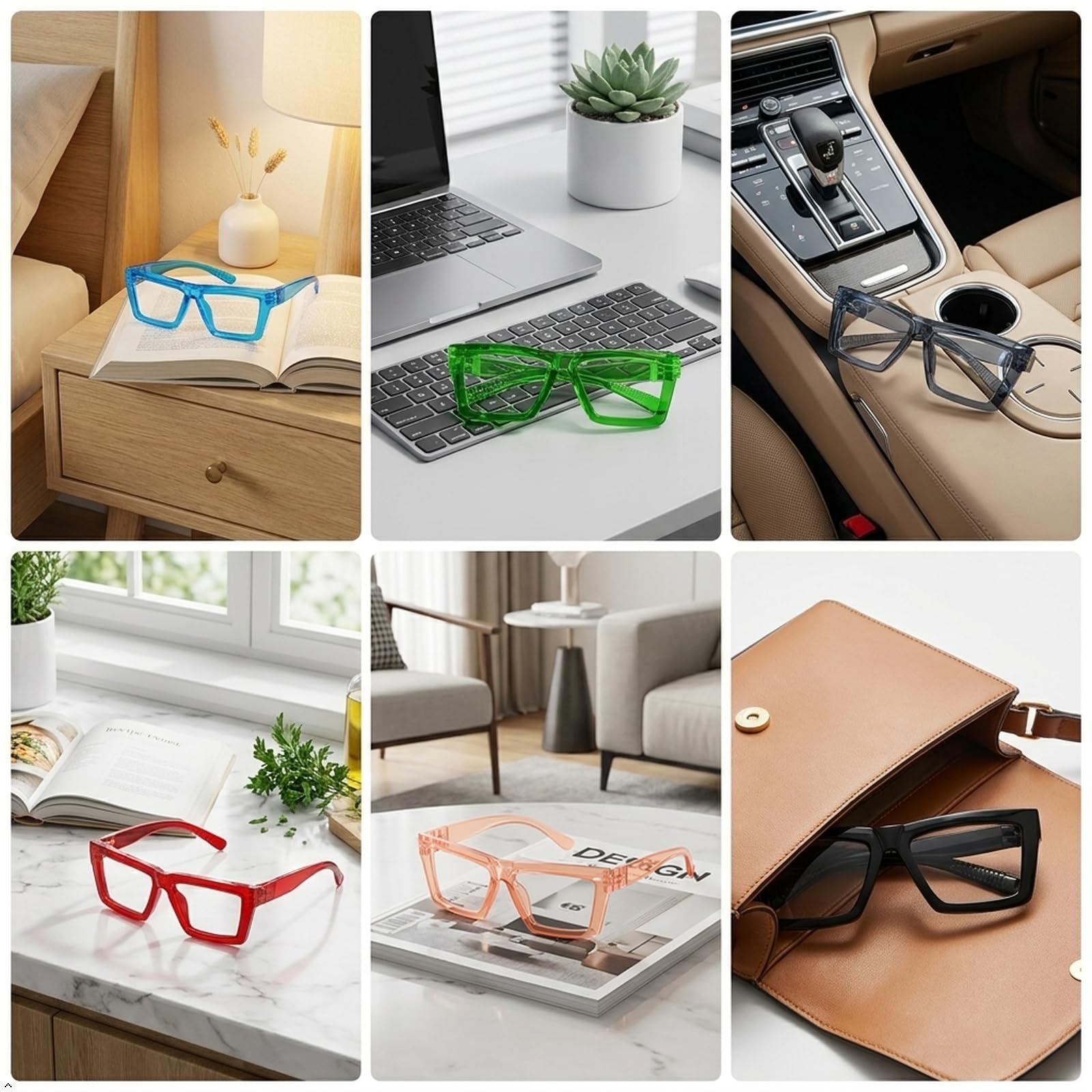Eyekepper 6 Paia Cateye Occhiali da Lettura Cerniere a Molla Senza Viti Senza Metallo Lettori di per Donna