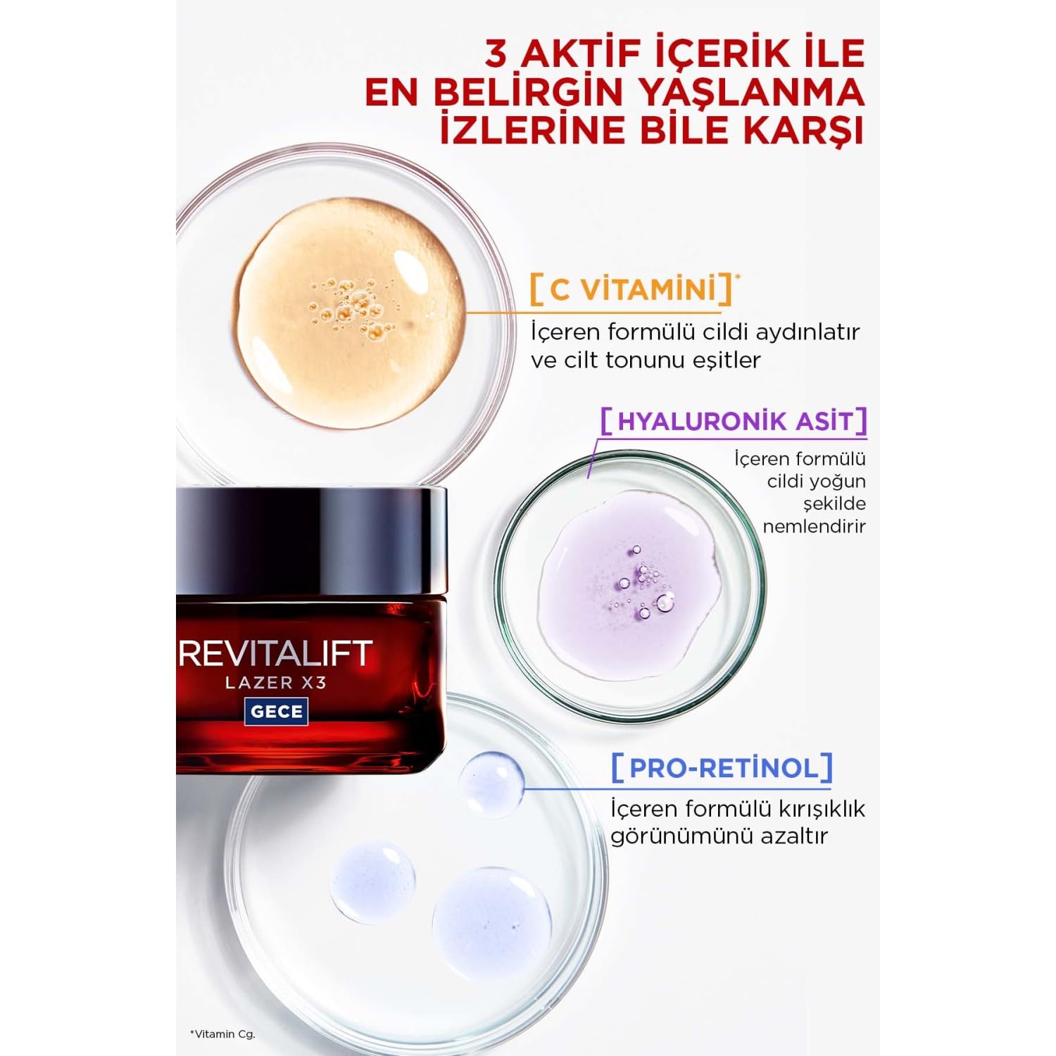 L'Oreal Paris Revitalift Lazer Yoğun Yaşlanma Karşıtı Gece Bakım Kremi (50 ml)