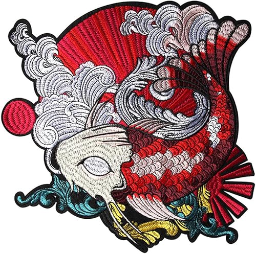 Miniatura 1 de Wixine Parche bordado de pez Koi japonés para coser con apliques, insignia, bricolaje, decoración de manualidades