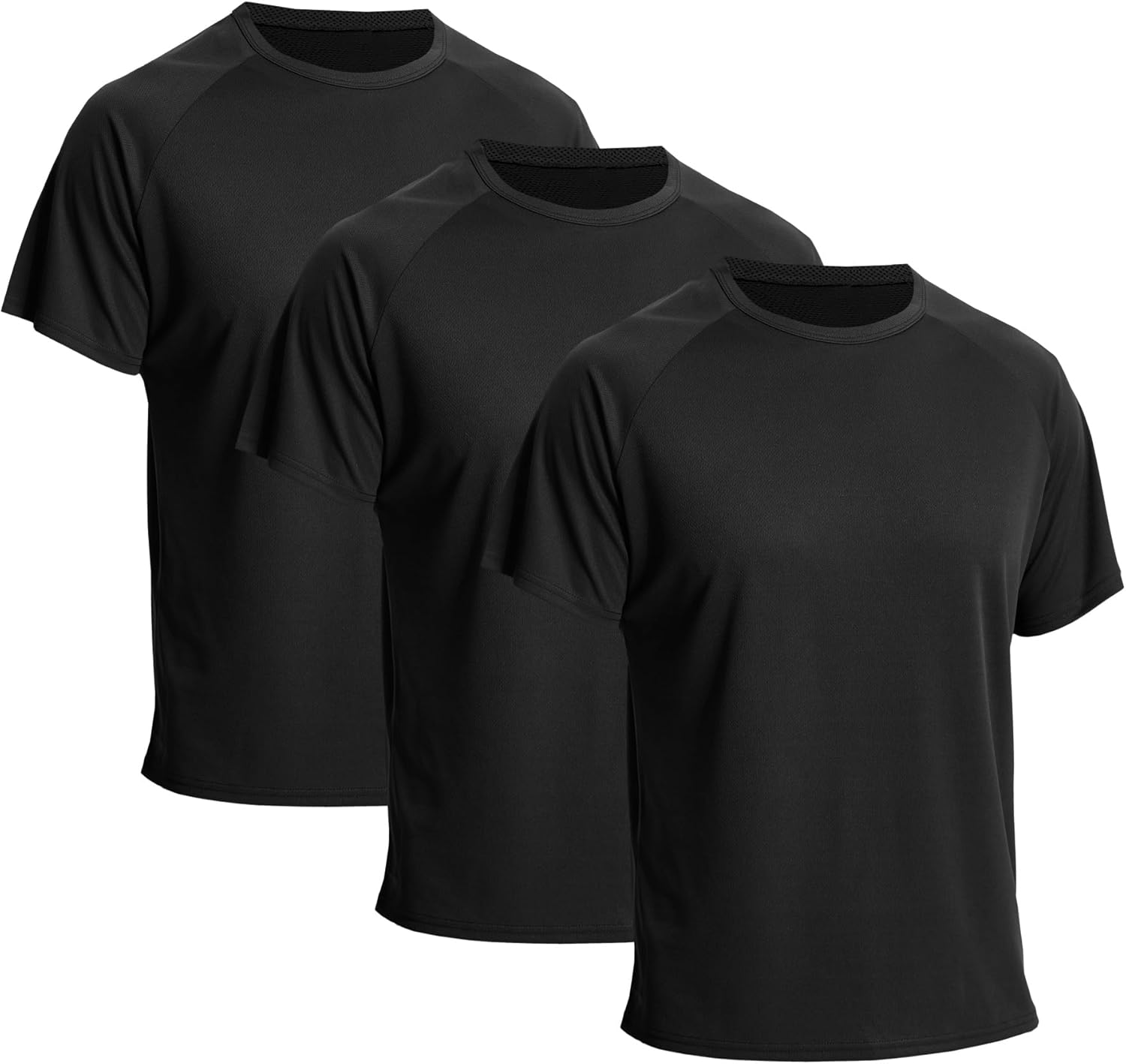 LANBAOSI 3 Pack Workout Running Shirts for Men Moisture Wicking Quick Dry Athletic Active Men's Gym Performance T Shirts