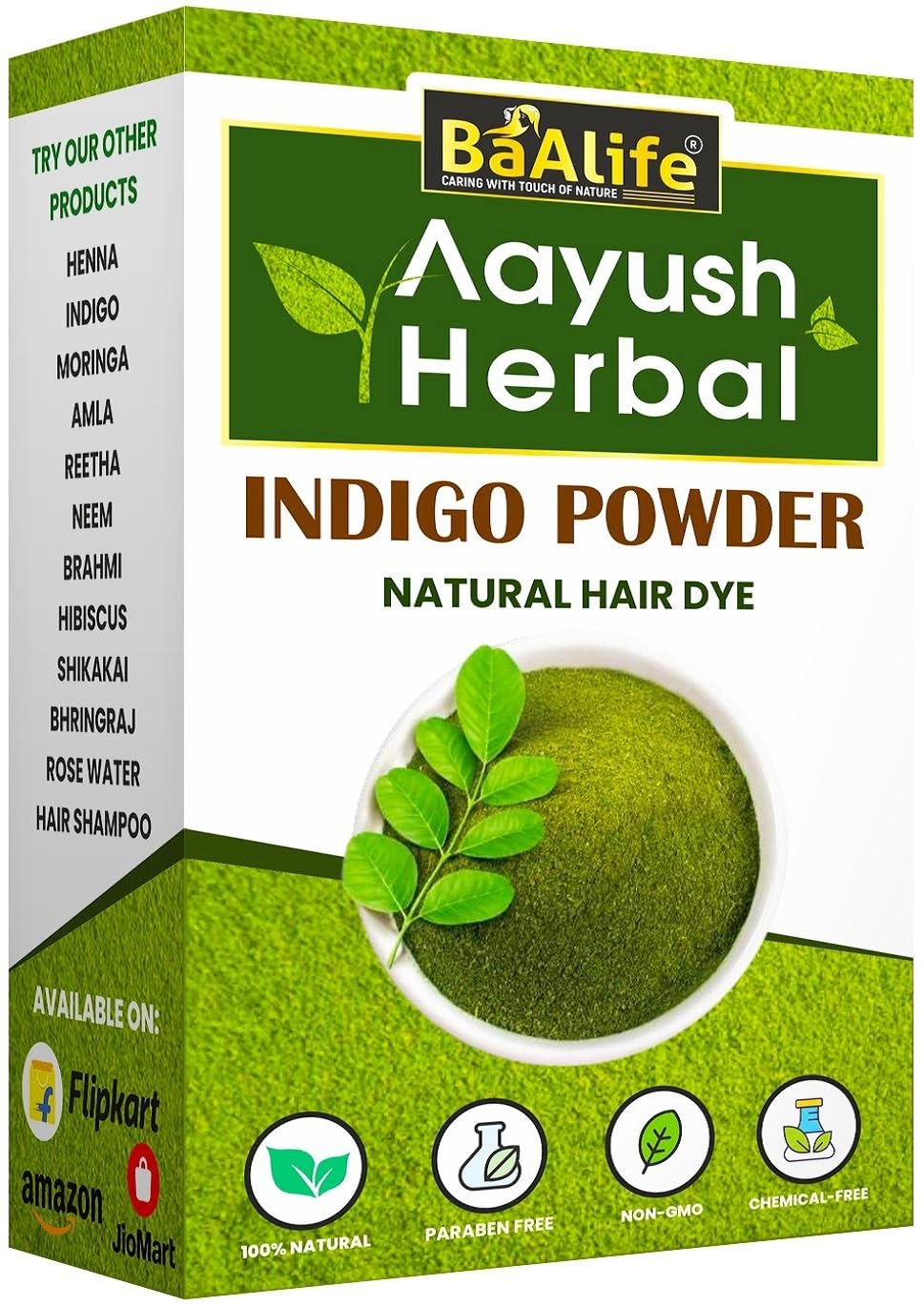 Oree Aayush Herbal Indigo Powder, For Natural Hair Colour, 1 Count