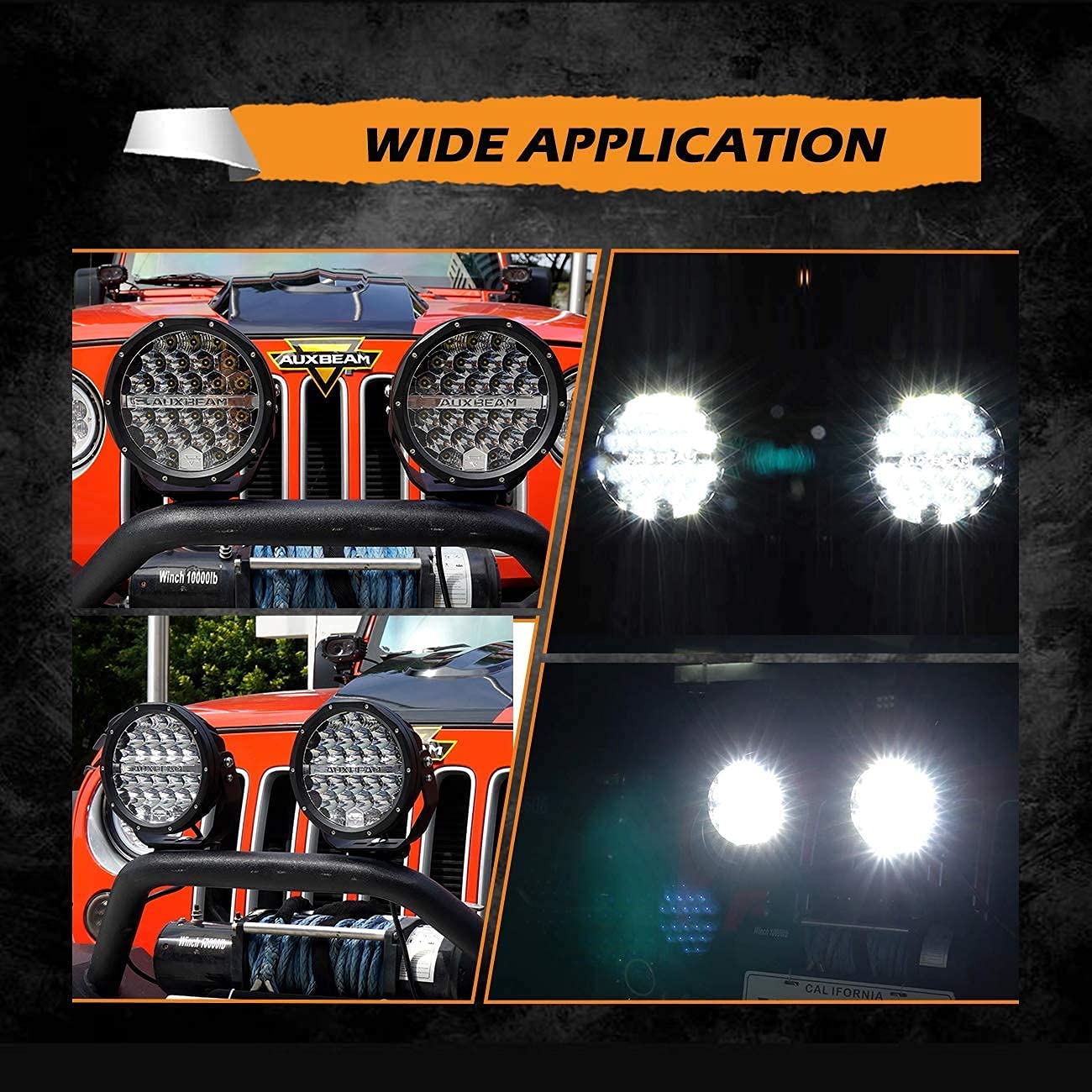 Auxbeam 7" Round Driving Lights, 240W 24000LM Offroad Spot Lights with
