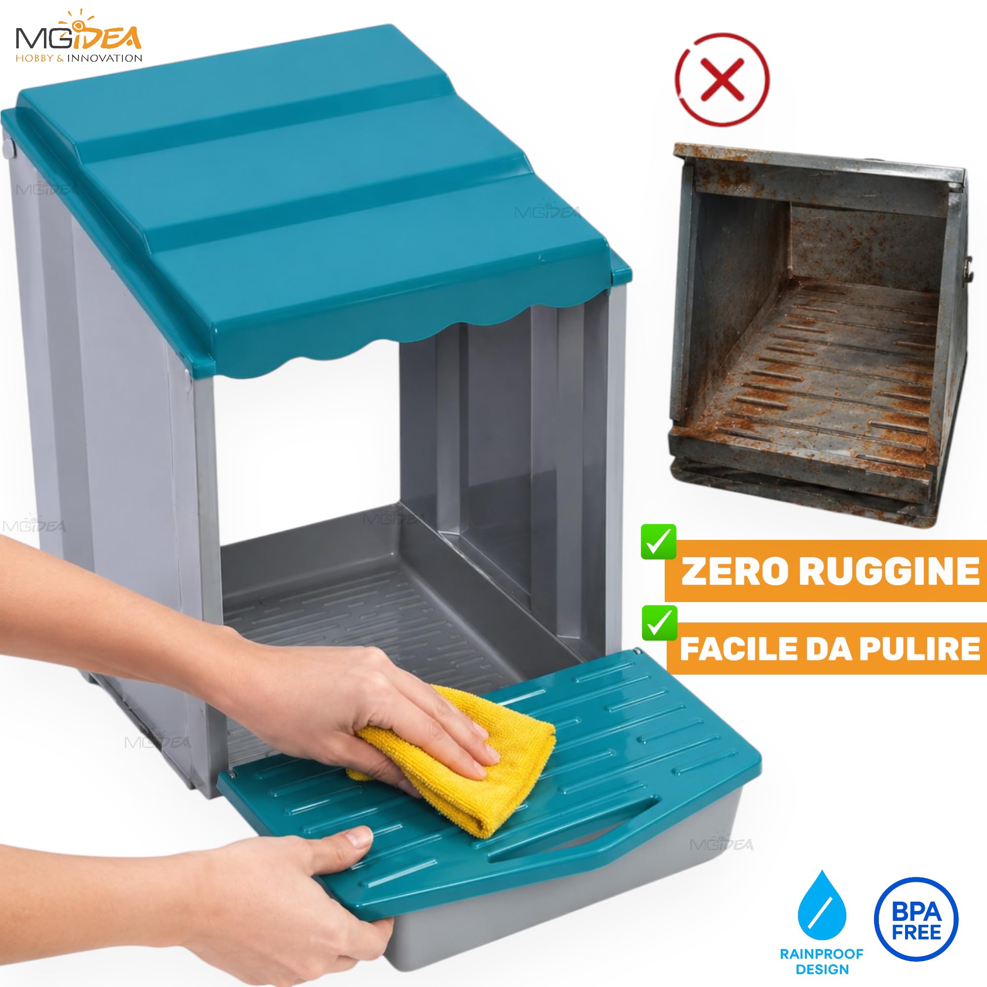 NIDO COVA UOVA GALLINE 3 POSTI OVAIOLE CHIOCCIA AUTOMATICA CASSETTO STRUTTURA RESISTENTE POLLAIO ALLEVAMENTO FATTORIA