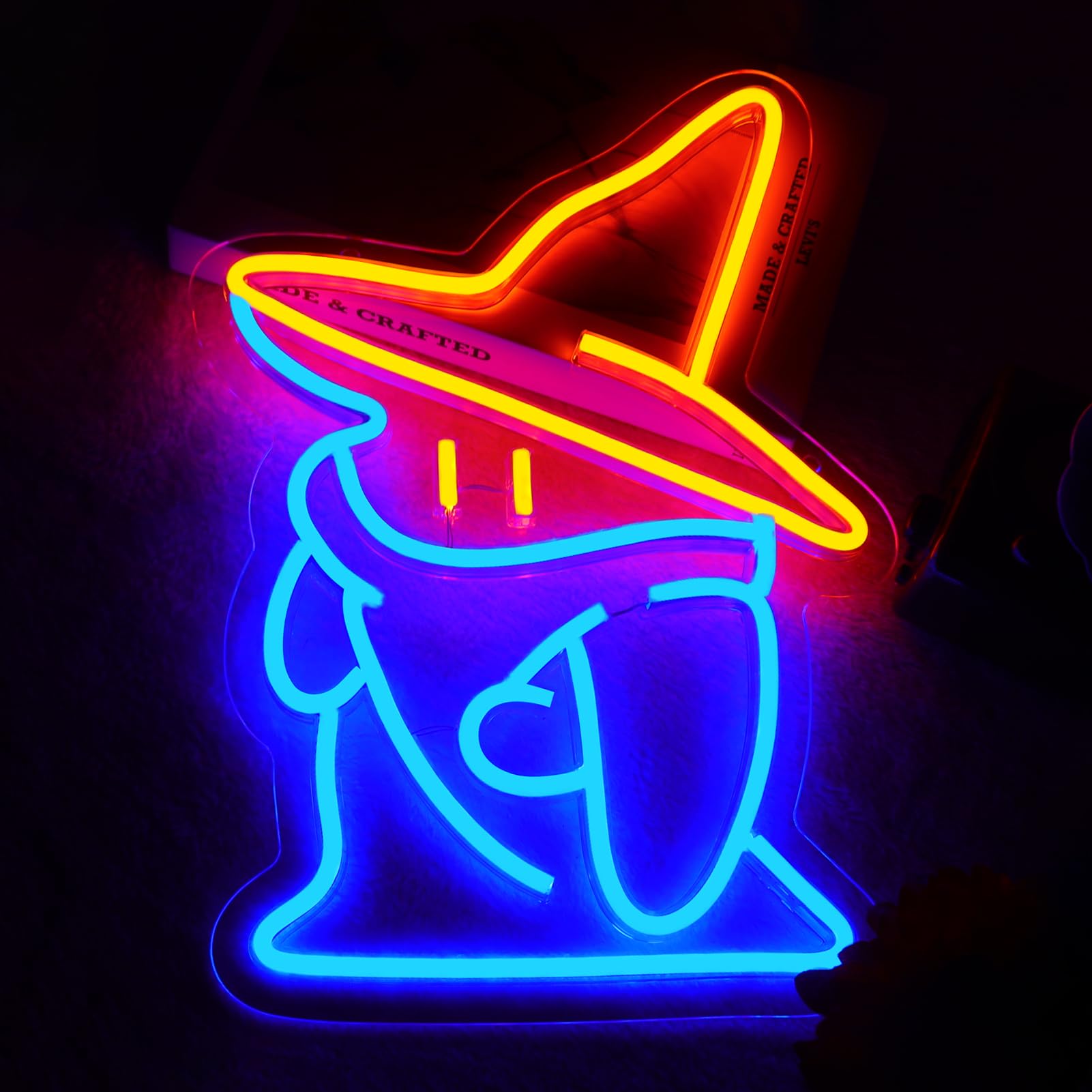 Black Mage FF Neon Signs Fantasy Neon Lights Final Black Fantasy Mage Led Light Sign Party Masquerade Christmas Bedroom Bar Living Room Party Man Cave Game Room Party Gamer Decor 14 * 11 Inch