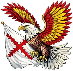 Pegatina Vinilo Águila con Alas de España y Bandera de Borgoña para Moto Coche Casco Laptop Resistente Agua UV Tintas Ecosolventes (11 X 10,5 CM)